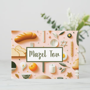 Mazel Tov Congratulations Card, Modern Judaica Invitation