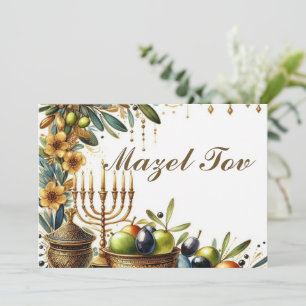 Mazel Tov Congratulations Card, Olives Menorah Invitation