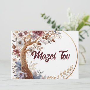 Mazel Tov Congratulations Card, Watercolor Invitation