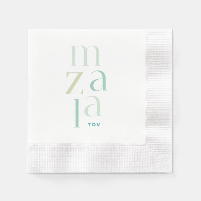 Mazel Tov Green Hebrew Congratulations Napkins (Front)