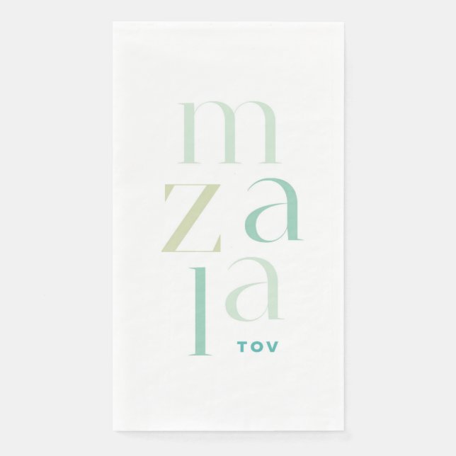 Mazel Tov Green Hebrew Congratulations Paper Guest Towels (Front)