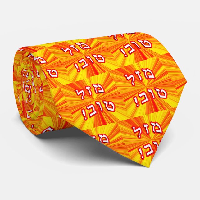 Mazel Tov! - Hebrew Block Lettering Neck Tie (Rolled)