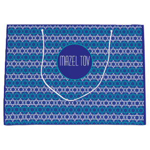 "Mazel Tov!" Jewish Star Pattern Large Gift Bag