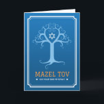 Mazel tov on your bar mitzvah tree of life card<br><div class="desc">Congratulations on your bar mitzvah card featuring a blue tree of life on a darker blue background with a slight gradient. The branches of the tree form a heart around a white Star of David. Text (white and orange): Mazel tov on your bar mitzvah. For more products, custom requests, sales...</div>