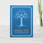 Mazel tov on your bar mitzvah tree of life card<br><div class="desc">Congratulations on your bar mitzvah card featuring a blue tree of life on a darker blue background with a slight gradient. The branches of the tree form a heart around a white Star of David. Text (white and orange): Mazel tov on your bar mitzvah. For more products, custom requests, sales...</div>