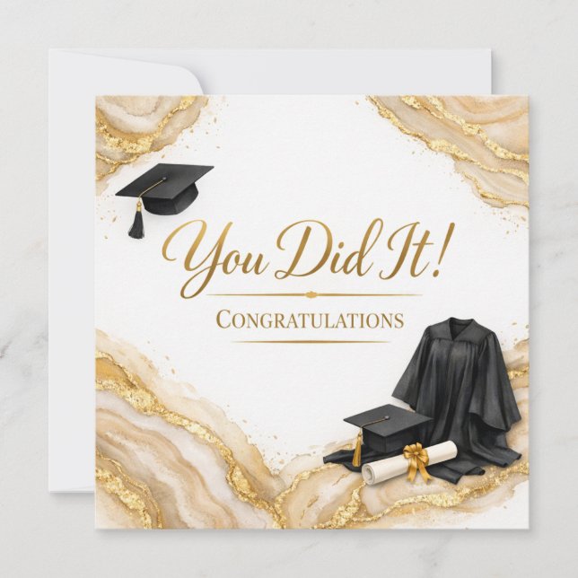 Mazel Tov on Your Graduation Card | Marble Gold (Front)