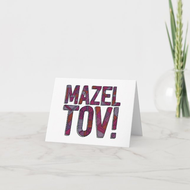 Mazel Tov Patchwork Merlot Card (Front)
