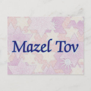 Mazel Tov Pink Stars Postcard