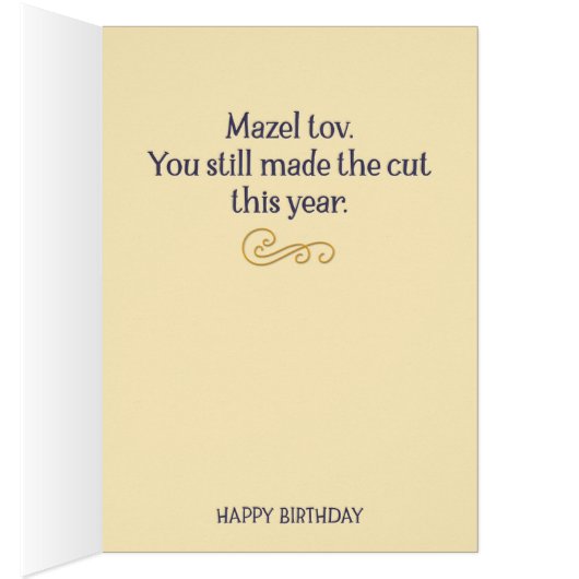 “Mazel Tov. You Made the Cut” Funny Birthday (Inside (Right))