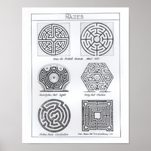 Mazes, c.1900 (engraving) (b/w photo) poster
