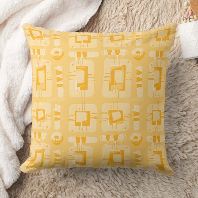Mazipoodles Abstract Ethnic Matrix - Butterscotch Throw Pillow (Blanket)
