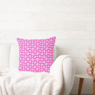 Mazipoodles Abstract Teardrops Fuchsia Pink White  Throw Pillow