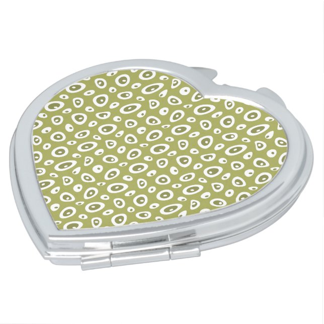 Mazipoodles Abstract Teardrops - Olive White  Compact Mirror (Turned)