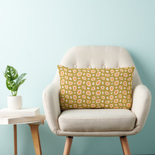 Mazipoodles Abstract Teardrops - Orange Olive Gray Lumbar Pillow