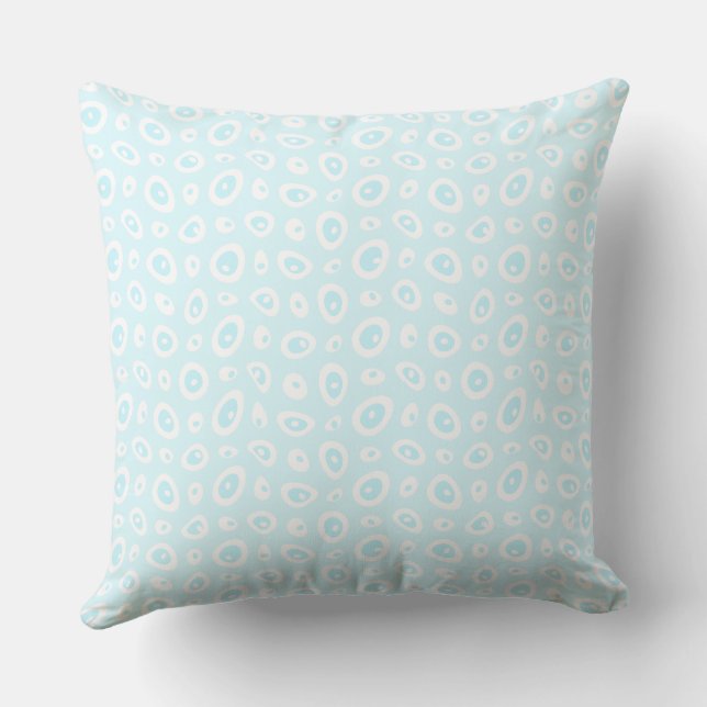 Mazipoodles Abstract Teardrops - Pastel Blue White Throw Pillow (Back)
