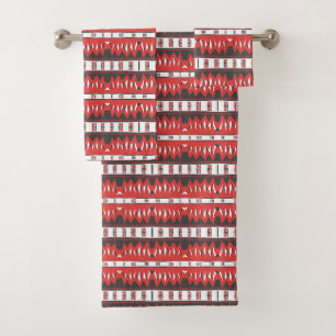 Mazipoodles Afrofuturist Pattern - Scarlet Gray Bath Towel Set