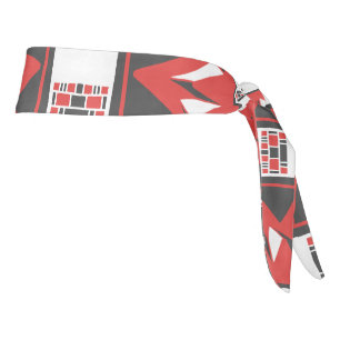 Mazipoodles Afrofuturist Pattern - Scarlet Gray Tie Headband