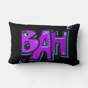 Mazipoodles Bah Humbug Love Teal Violet Black Lumbar Pillow