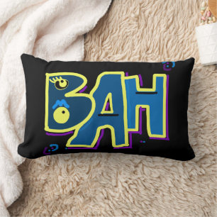 Mazipoodles Bah Humbug Purple Yellow Teal Black Lumbar Pillow