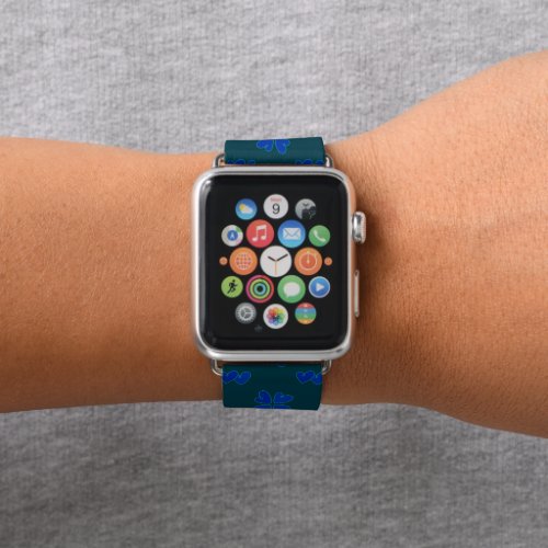 Mazipoodles Blue Hearts On Dark Teal Apple Watch Band
