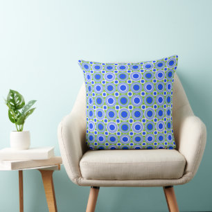 Mazipoodles Blue Periwinkle White Donuts Throw Pillow