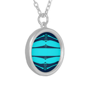 Mazipoodles Cocktail Press - Navy Turquoise Silver Plated Necklace