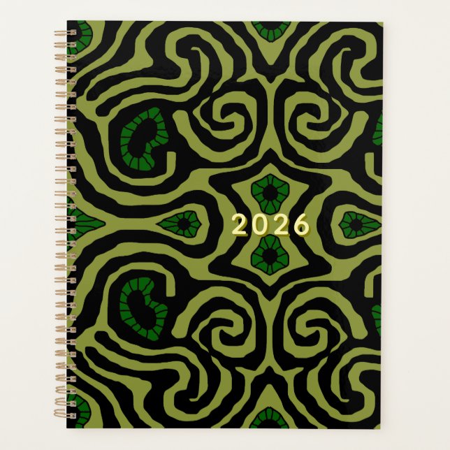 Mazipoodles Crazy Maze - Olive Black Green Planner (Front)