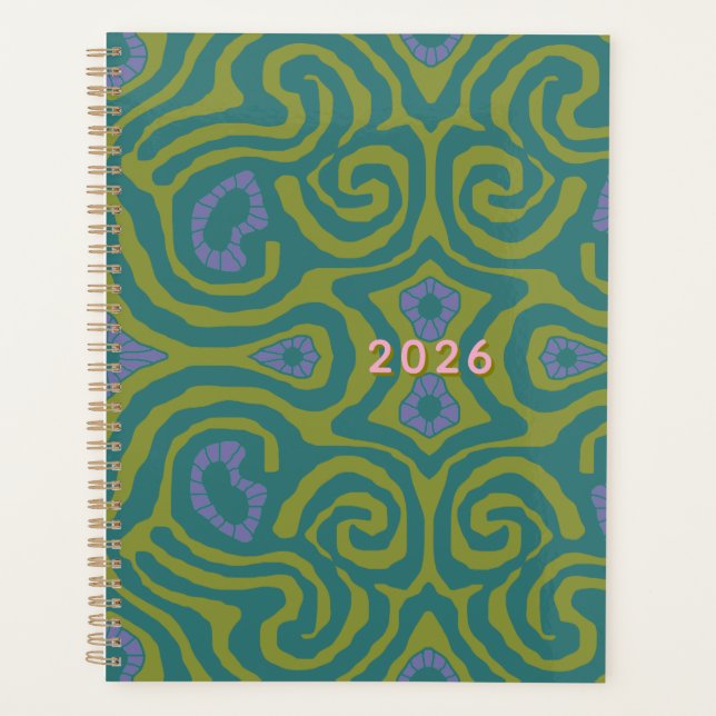 Mazipoodles Crazy Maze - Olive Teal Periwinkle  Planner (Front)