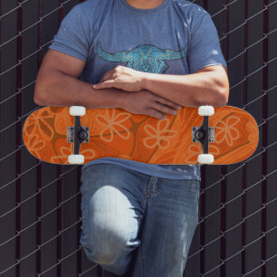 Mazipoodles Creative Floral Neuro Art Orange Skateboard