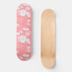 Mazipoodles Fish Roses Blush Pink White Skateboard