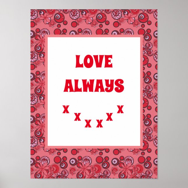 Mazipoodles Floral Bubbles Love Kiss Red 2 Poster (Front)