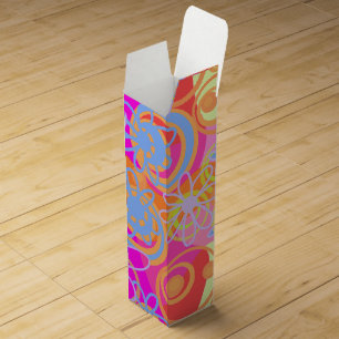 Mazipoodles Floral Bubbles Multi Pink Orange Blue Wine Box