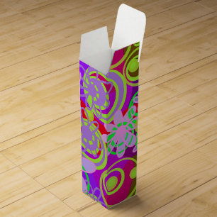 Mazipoodles Floral Bubbles Multi Red Green Purple Wine Box