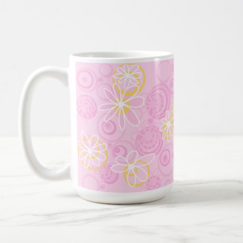 Mazipoodles Floral Bubbles _ Pink Yellow White Coffee Mug