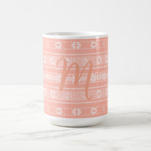 MAZIPOODLES Floral Striped Ribbed Knitting 202 M Coffee Mug