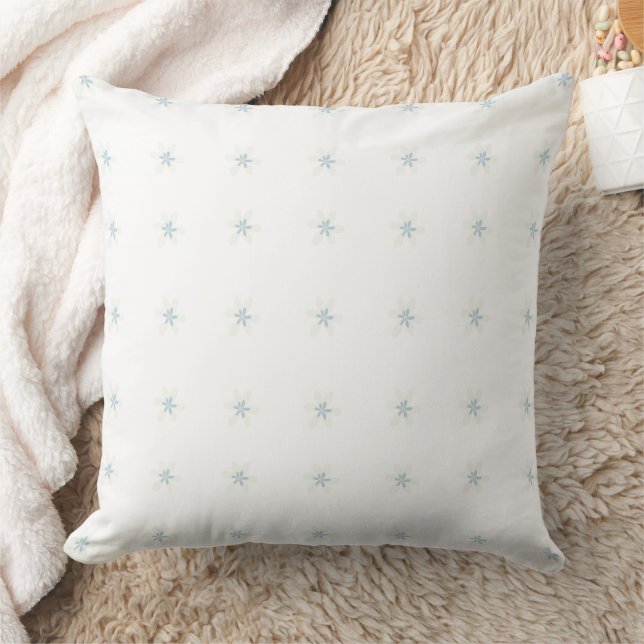 Mazipoodles Formal Floral Pattern - Mint Blue Throw Pillow (Blanket)