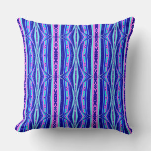 MAZIPOODLES Four-pointed Star Stripes Blue Pink Throw Pillow