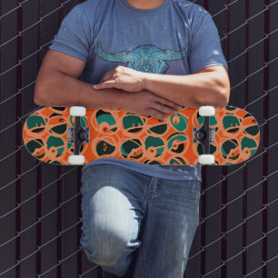 MAZIPOODLES I Spy Eye Orange Teal Black Skateboard