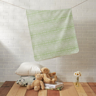 Mazipoodles Kente Savannah Sunshine - Mint White Baby Blanket