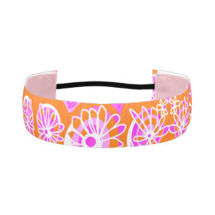 Mazipoodles Love Flowers - Orange Pink White Athletic Headband