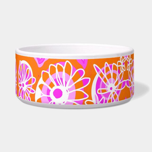 Mazipoodles Love Flowers - Orange Pink White Bowl (Front)