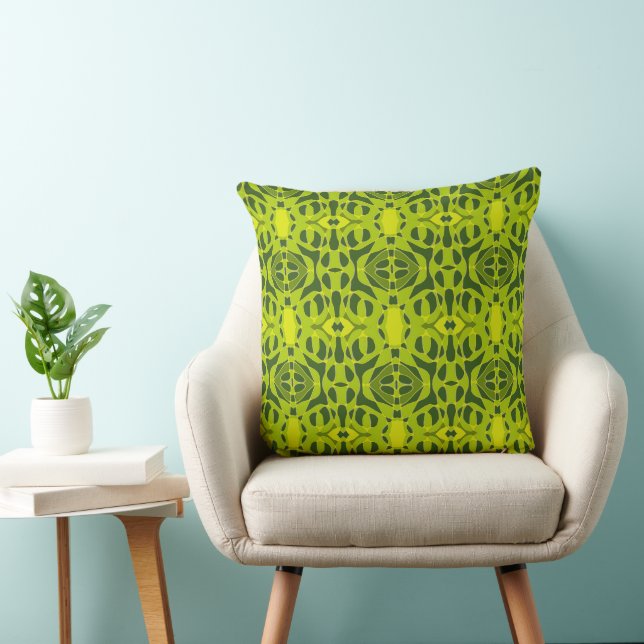 Mazipoodles Neuro Art Avocado Pear Spinach Green 2 Throw Pillow (Chair)