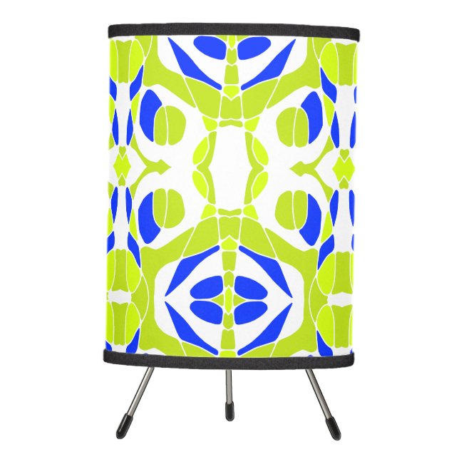 Mazipoodles Neuro Art - Blue Lime Green White Tripod Lamp (Front)