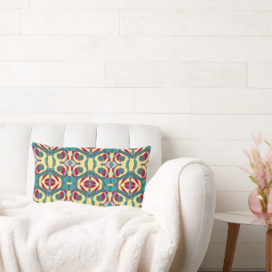 Mazipoodles Neuro Art - Cream Teal Magenta Pink Lumbar Pillow
