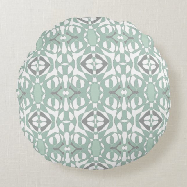 Mazipoodles Neuro Art - Dusty Mint Duck Egg Green  Round Pillow (Front)