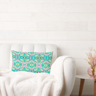 Mazipoodles Neuro Art - Dusty Teal Pink Green  Lumbar Pillow