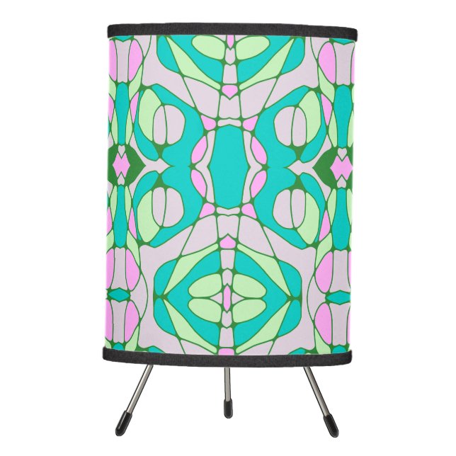 Mazipoodles Neuro Art - Dusty Teal Pink Green  Tripod Lamp (Front)