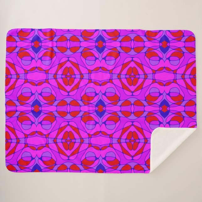 Mazipoodles Neuro Art Fuchsia Red Blue Sherpa Blanket (Front (Horizontal))