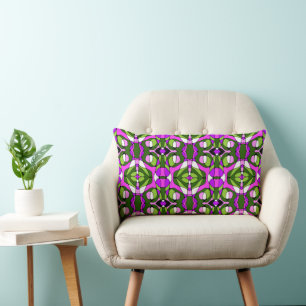 Mazipoodles Neuro Art - Green Pink Magenta Lumbar Pillow
