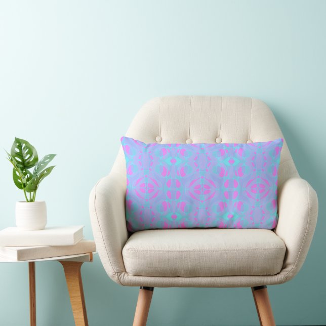 Mazipoodles Neuro Art Lilac Pink Turquoise  Lumbar Pillow (Chair)